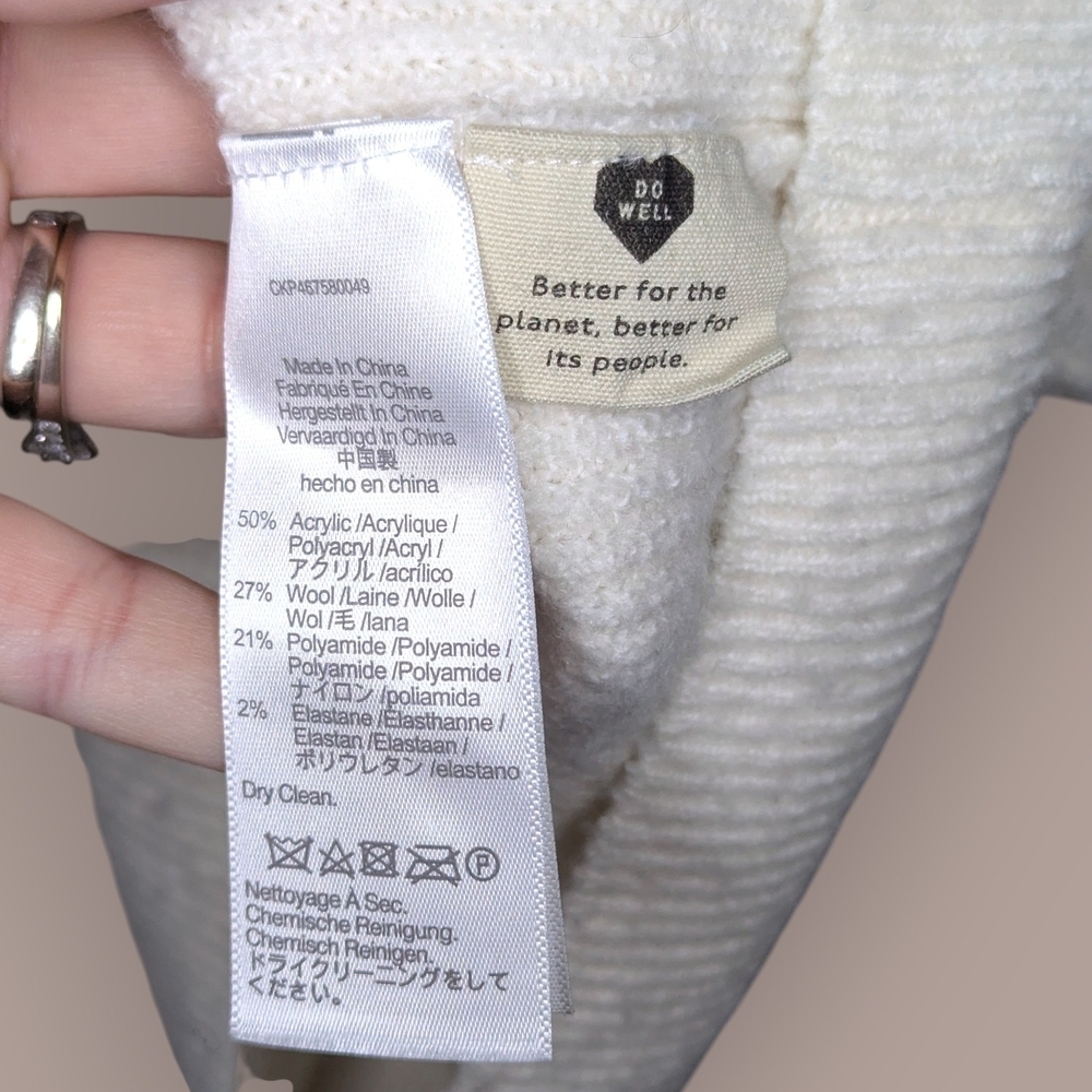 Madewell Sweater Size Large Cream Melwood Coziest Yarn Wool Square Neck Pullover - Picture 8 of 8